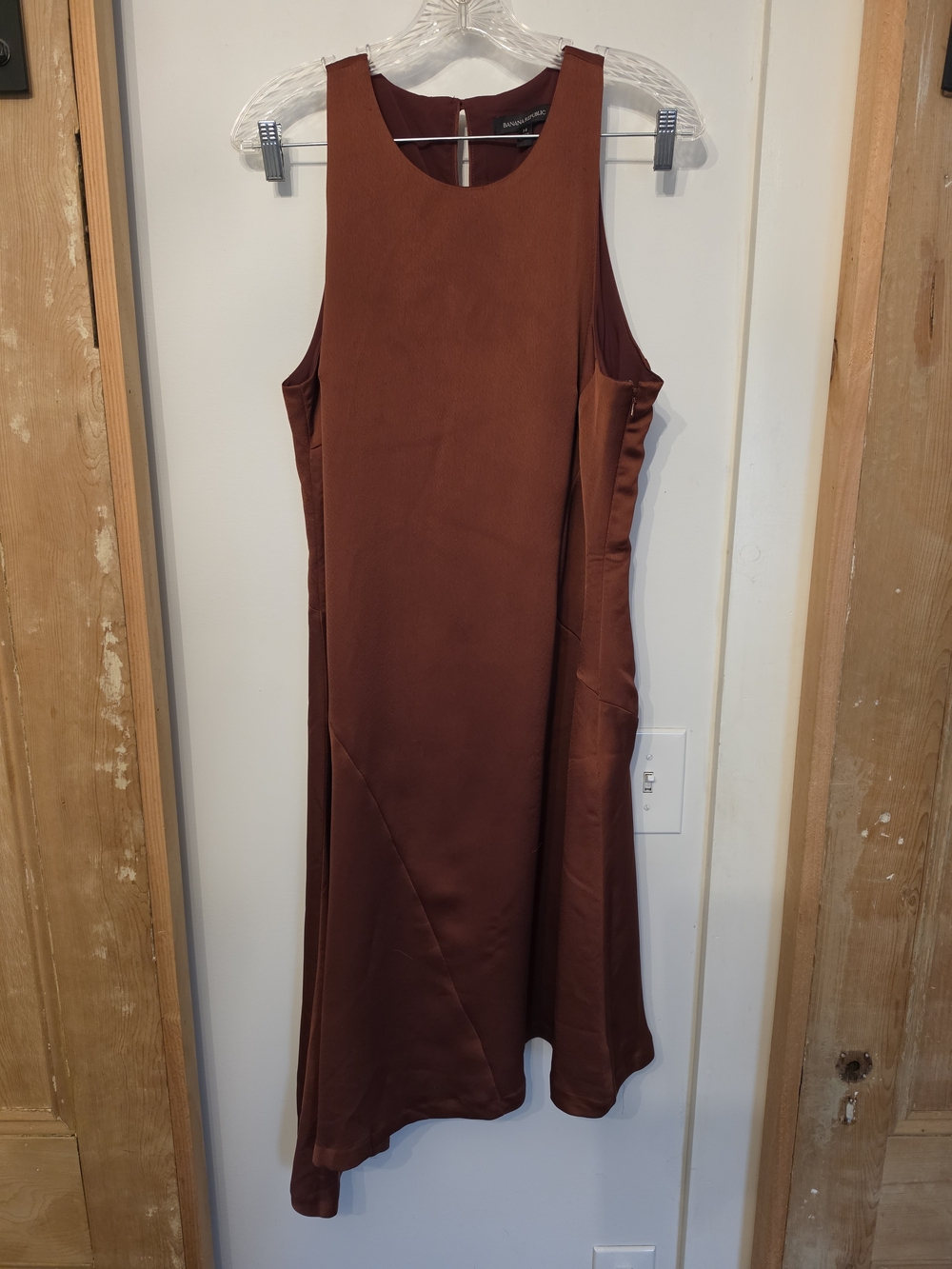 Banana Republic Asymetrical Sleeveless Silk Dress in Rust Brown (14)